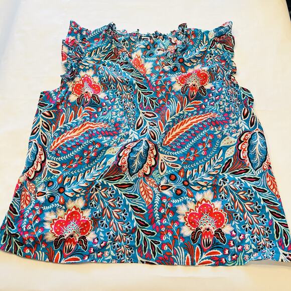 Talbots Plus Poplin Paisley Botanical Floral Print Top Womens Size 3XL - Picture 1 of 4